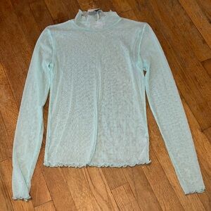 Urban Outfitters out from‎ under Mint Sheer Long Sleeve Blouse M NWT